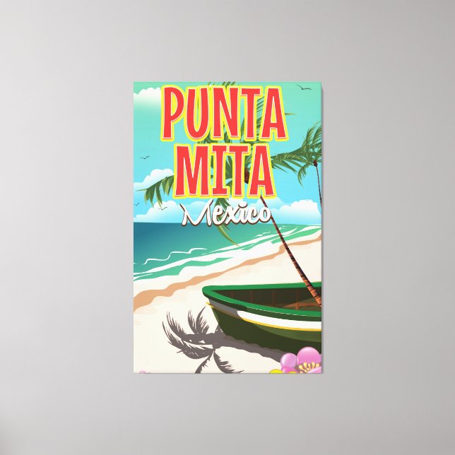Lienzo Afiche de viaje mexicano de Punta Mita (Anverso)