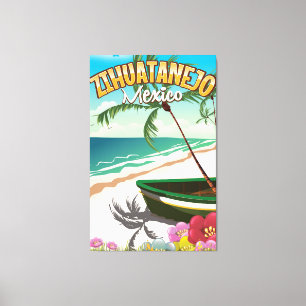 Lienzo Afiche de viaje mexicano de Zihuatanejo