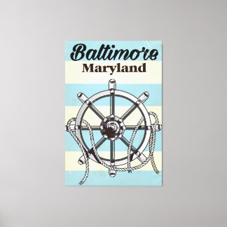 Lienzo Afiche de viaje náutico del Baltimore Maryland vin