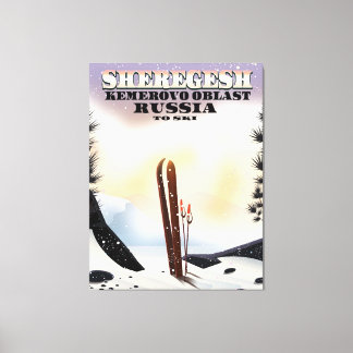 Lienzo Afiche de viaje para esquiar de Sheregesh Russia.