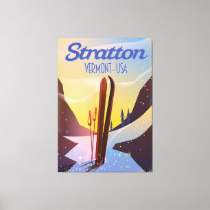 Lienzo Afiche de viaje para esquiar de Stratton Vermont