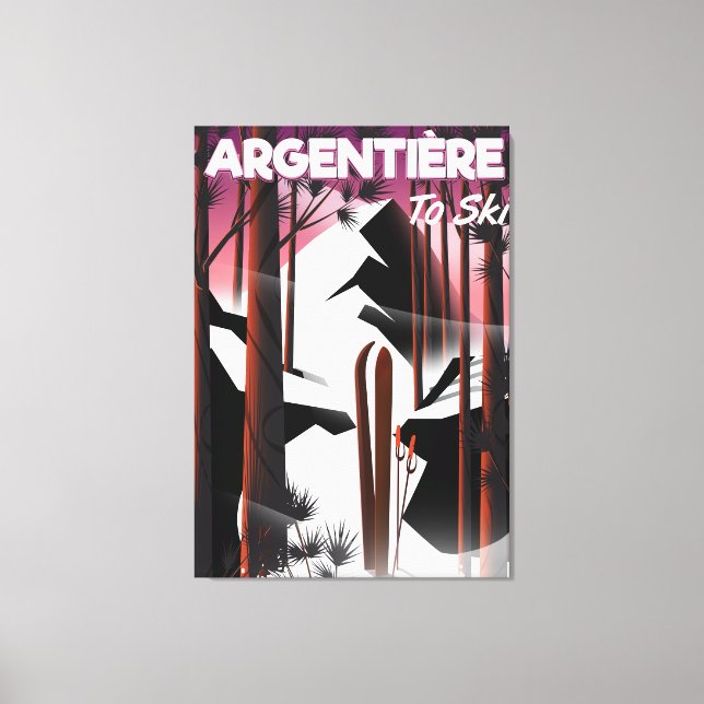 Lienzo Afiche de viaje para esquiar en Argentière, Franci (Anverso)