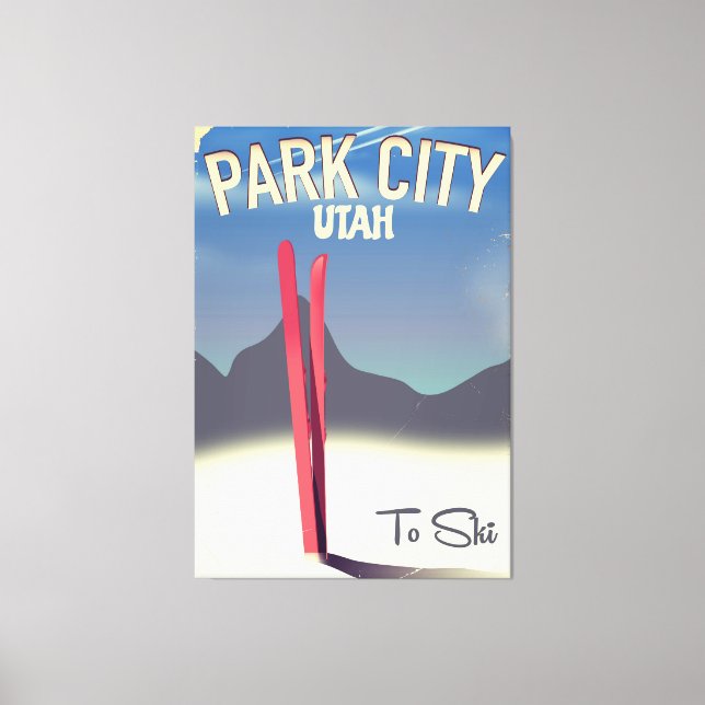 Lienzo Afiche de viaje para esquiar en el parque de Utah (Anverso)