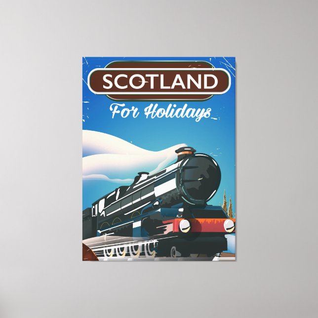 Lienzo Afiche de viaje para Locomotoras de Escocia (Anverso)