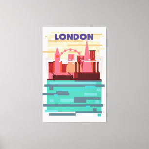 Lienzo Afiche de viaje por el horizonte de Londres.