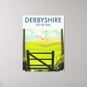 Lienzo Afiche de viaje por el paisaje de Derbyshire