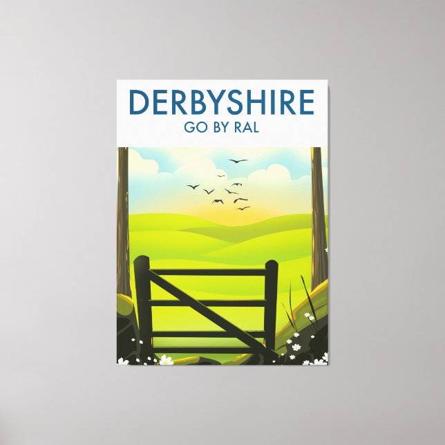 Lienzo Afiche de viaje por el paisaje de Derbyshire (Anverso)