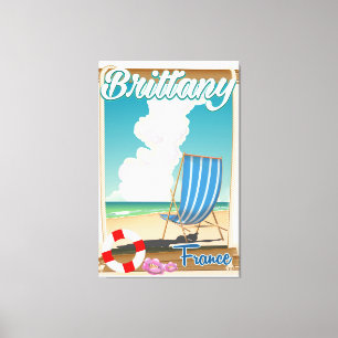 Lienzo Afiche de viaje por la playa de Bretaña France