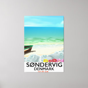 Lienzo Afiche de viaje por la playa de Søndervig Dinamarc