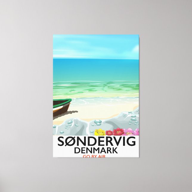 Lienzo Afiche de viaje por la playa de Søndervig Dinamarc (Anverso)