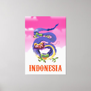 Lienzo Afiche de viaje retro del dragón de Indonesia