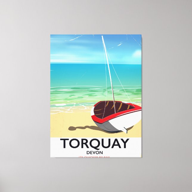Lienzo Afiche de viaje vacacional de Torquay Devon (Anverso)