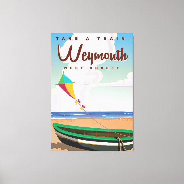 Lienzo Afiche de viaje vacacional de Weymouth England (Anverso)