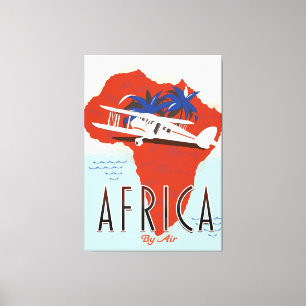 Lienzo Afiche de viajes de África por aire