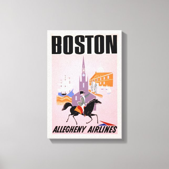 Lienzo Afiche De Viajes De Allegheny Airlines A Boston (Anverso)