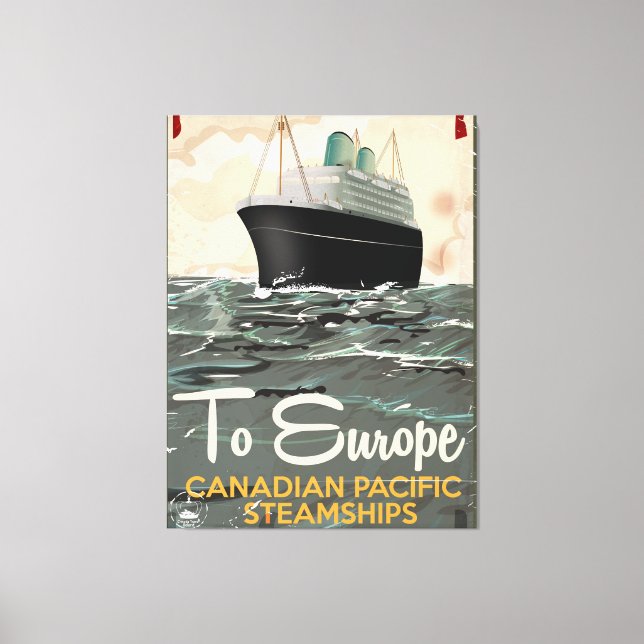 Lienzo Afiche de viajes de Canadá a Europa (Anverso)