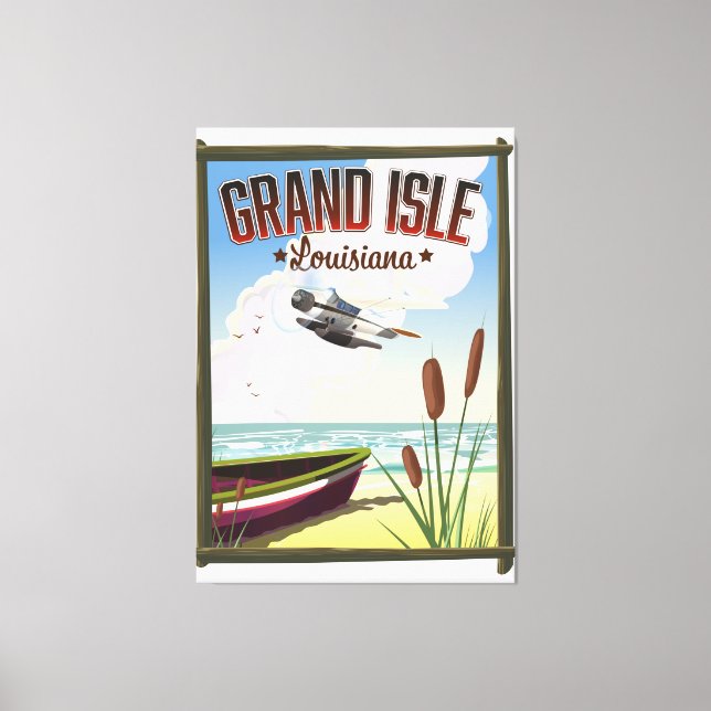 Lienzo Afiche de viajes de la Isla Grande, Luisiana (Anverso)