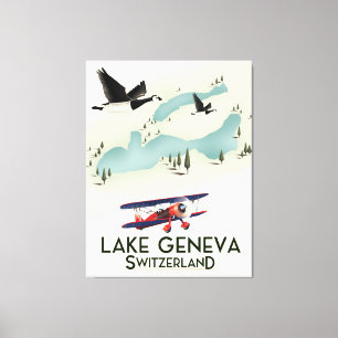 Lienzo afiche de viajes de lake geneva suiza