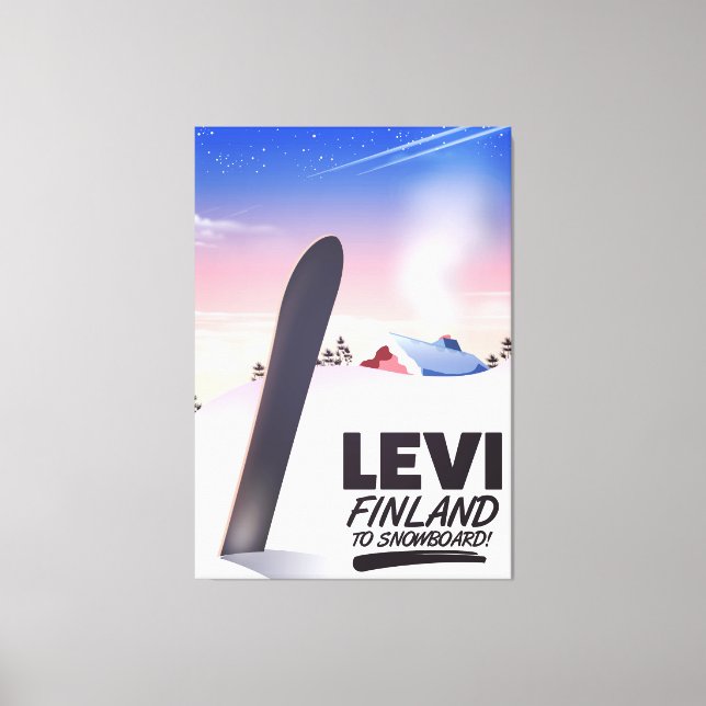 Lienzo Afiche de viajes de Levi Finlandia Snowboarding (Anverso)