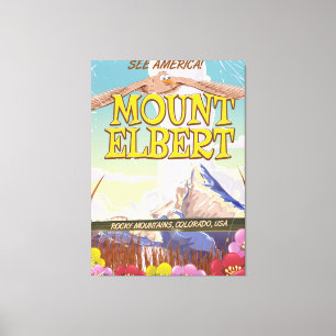 Lienzo Afiche de viajes de Mount Elbert, Colorado USA