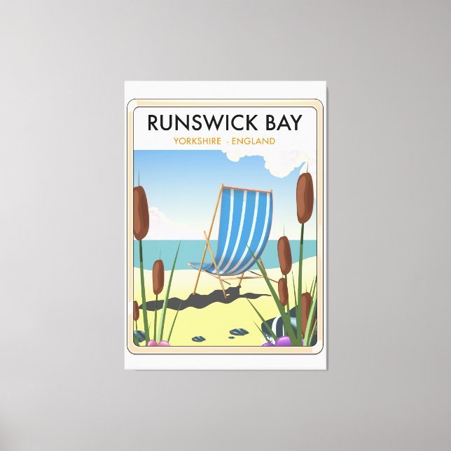 Lienzo Afiche de viajes de Runswick Bay Yorkshire (Anverso)