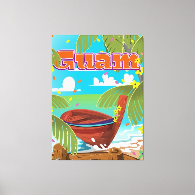 Lienzo Afiche de viajes de vacaciones de la isla de Borne (Anverso)