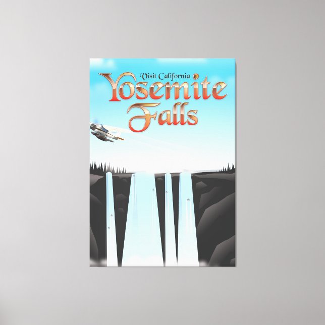 Lienzo Afiche de viajes de Yosemite Falls California (Anverso)
