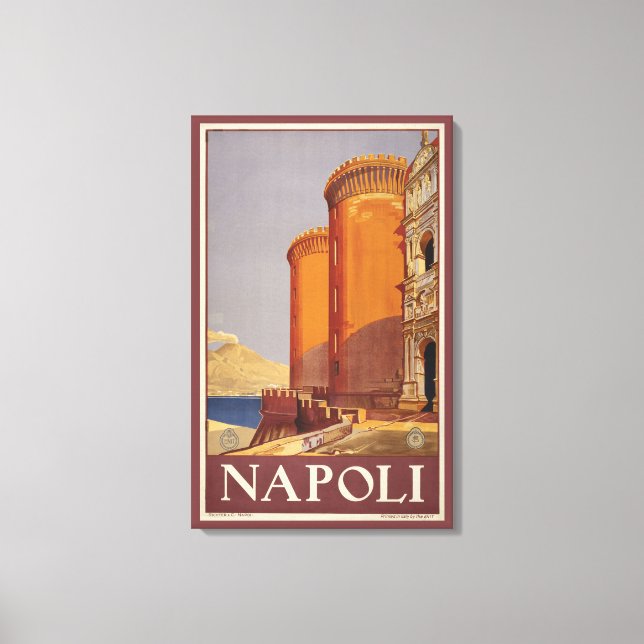 Lienzo Afiche De Viajes Del Vesubio Y La Bahía De Nápoles (Anverso)