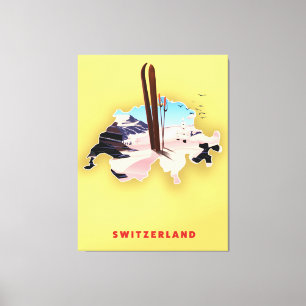 Lienzo Afiche de viajes en Ski de Suiza.