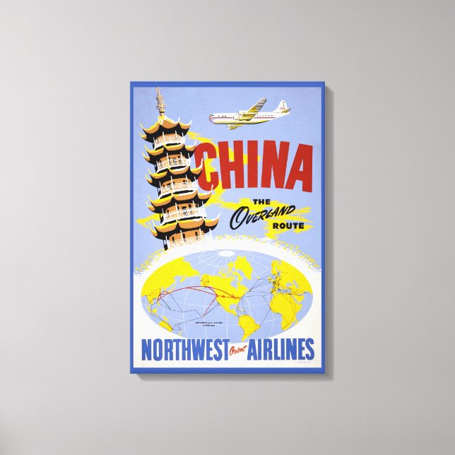 Lienzo Afiche De Viajes Para Northwest Orient Airlines (Anverso)