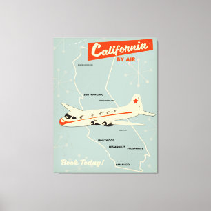 Lienzo Afiche de viajes "por aire" de California al estil