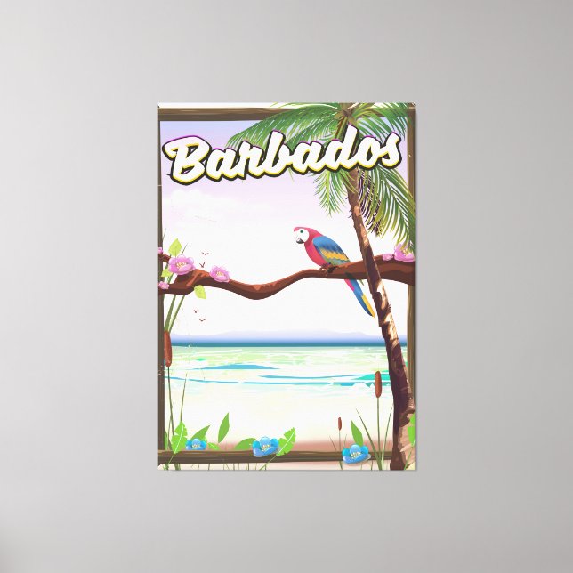 Lienzo Afiche de viajes por el Parrot de Barbados (Anverso)