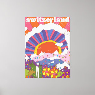 Lienzo Afiche de viajes Retro de Suiza