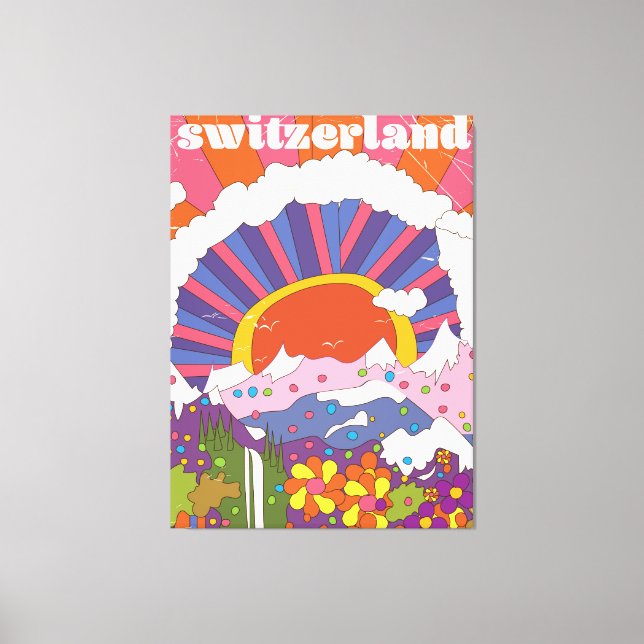 Lienzo Afiche de viajes Retro de Suiza (Anverso)