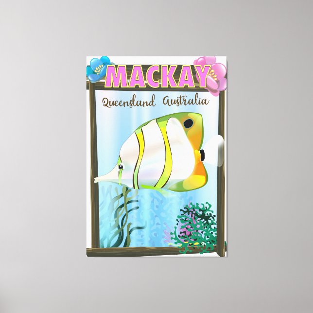 Lienzo Afiche de viajes tropicales de Mackay Australia (Anverso)