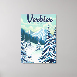 Lienzo Afiche de viajes Verbier Suiza