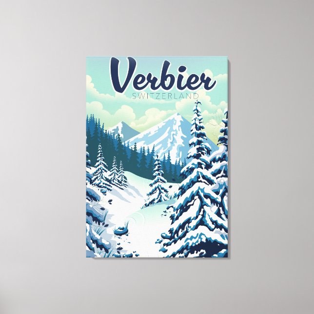 Lienzo Afiche de viajes Verbier Suiza (Anverso)