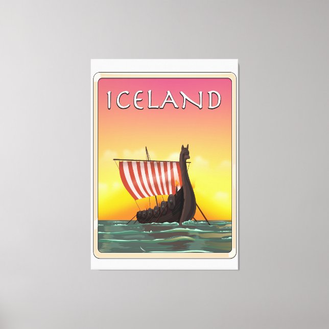 Lienzo Afiche de Viking Travel de Islandia (Anverso)