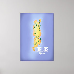 Lienzo Afiche del mapa de Grecia de Delos