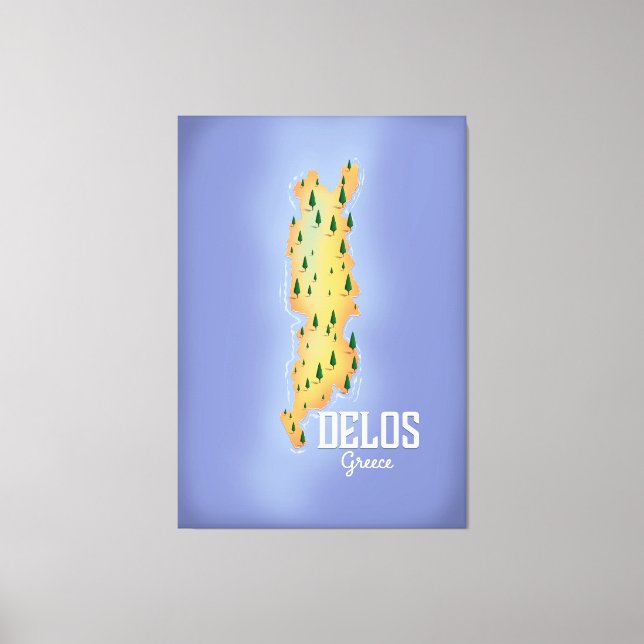 Lienzo Afiche del mapa de Grecia de Delos (Anverso)