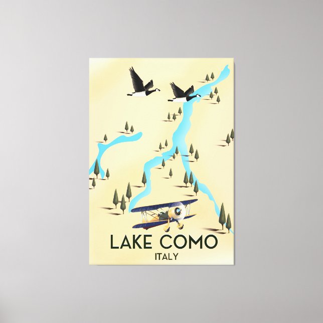 Lienzo Afiche del mapa de viajes del lago de Como Italia (Anverso)