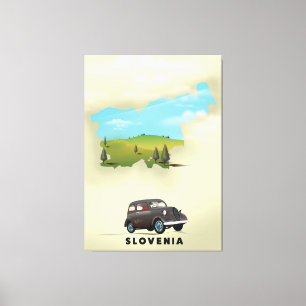 Lienzo Afiche ilustrado del mapa de viajes de Eslovenia
