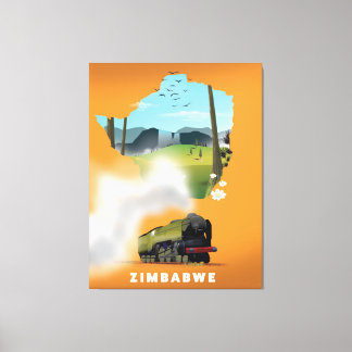 Lienzo Afiche ilustrado del mapa de Zimbabue