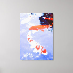 Lienzo Afiche japonés de viaje de pescado Kohaku koi Japó