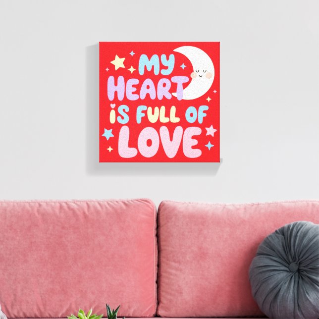Lienzo Afimación Positiva para Niños Mi Corazón Lleno de  (Insitu (Sala de estar))