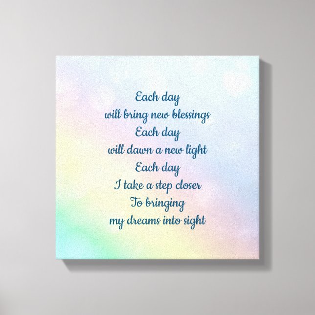 Lienzo Afirmación Inspiradora del arcoiris pálido pastel (Anverso)