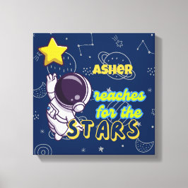 Lienzo Afirmación Personalizada de Astronauta Alcance par