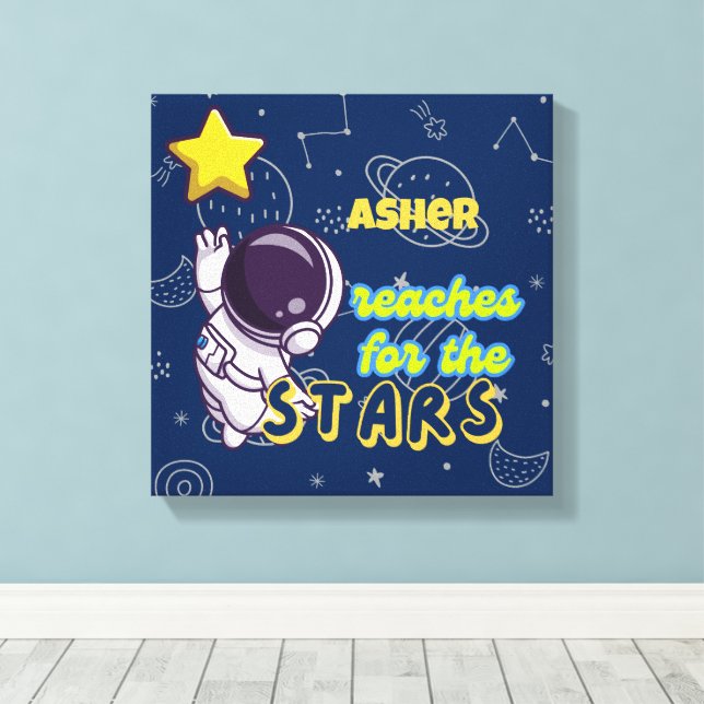 Lienzo Afirmación Personalizada de Astronauta Alcanza la  (Insitu (piso de madera))