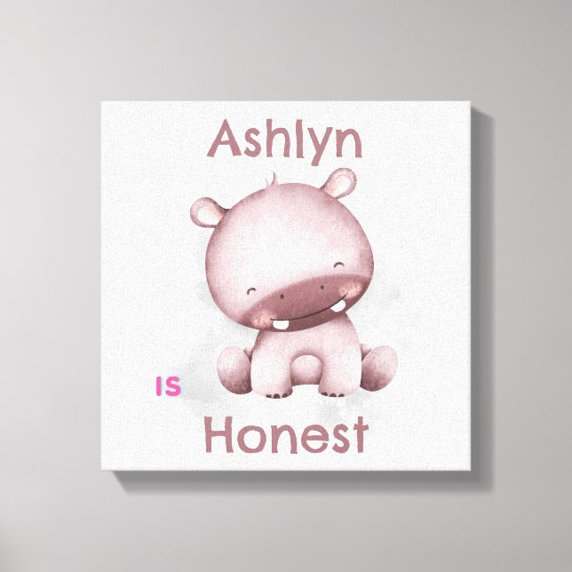 Lienzo Afirmación personalizada de niños | Hipo gris hone (Anverso)