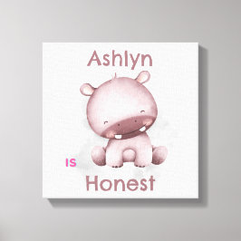 Lienzo Afirmación personalizada para niños | Hipopótamo g